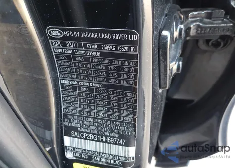 2017 Land Rover Discovery Sport Se из США, поврежденный, VIN SALCP2BG1HH697747